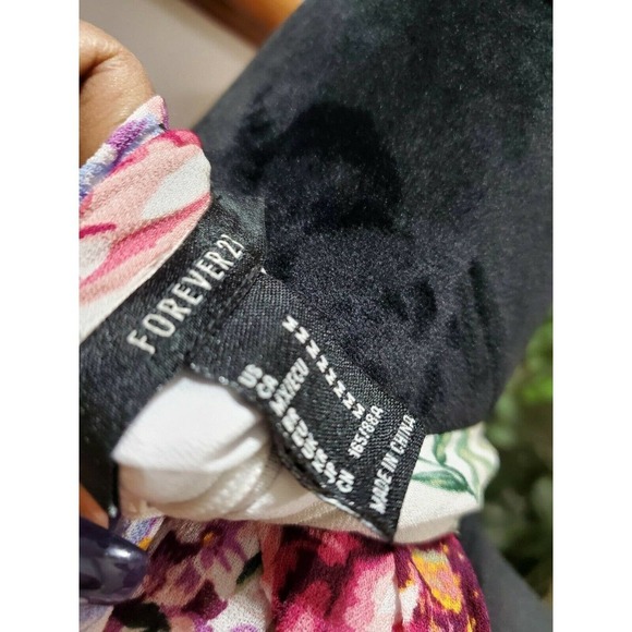 Forever 21 Women White Floral Rayon Halter Neck Sleeveless Knee Length Dress M - Picture 8 of 10